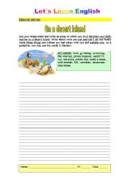 English Worksheet: Creative Writing: On a Desert Island