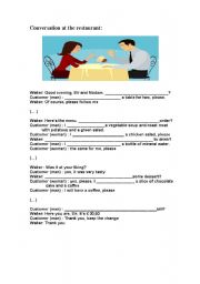 English Worksheet: Conversation at a restaurant