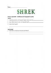 English Worksheet: Shrek Teaching Guide / Scenes 2-4