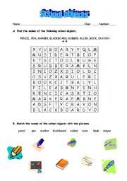 English Worksheet: School objects