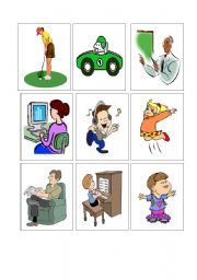 English Worksheet: Past Progressive Picture Cards Set One