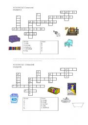 English Worksheet: Household Jigsaw Crossword Puzzle