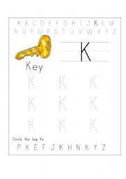 English worksheet: BIG K traceable