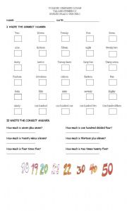 English Worksheet: numbers and numbres