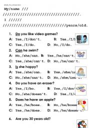 English Worksheet: whats the answer