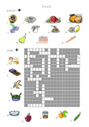 English Worksheet: crosswords food