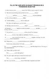 English Worksheet: OBJECT PRONOUNS AND POSSESSIVE ADJECTIVES