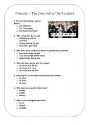 English Worksheet: Friends - The One With The Football (multiple choice)