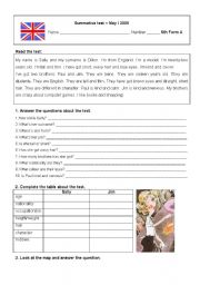 English Worksheet: 5th form test