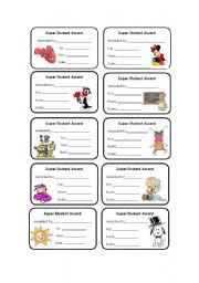 English Worksheet: Super student award