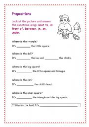 English Worksheet: Easy Preposition Review