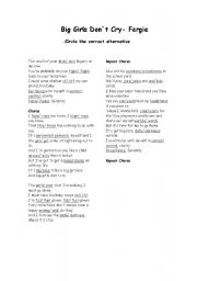 English worksheet: Big Girls dont cry- exercise