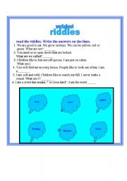 English Worksheet: riddles