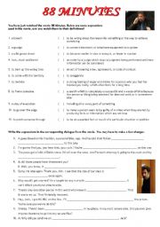 English Worksheet: Movie: 88 Minutes