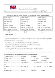 English Worksheet: test 5th form