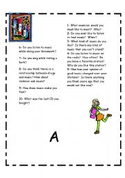 English worksheet: Music A