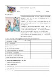 English Worksheet: reading comprehension