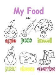 English Worksheet: My Colorful Food 