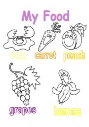 English Worksheet: My Colorful Food