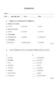 English worksheet: PROFESSION