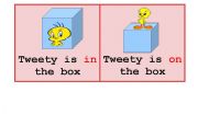 English Worksheet: Prepositions of place with Tweety - cards