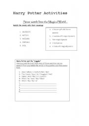 English Worksheet: Harry Potters Adventure