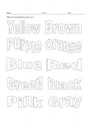 English Worksheet: Colours