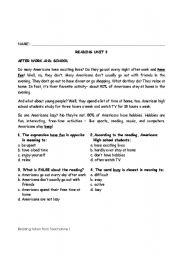 English Worksheet: Reading