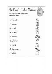 English Worksheet: Miss Piggys Clothes Matching