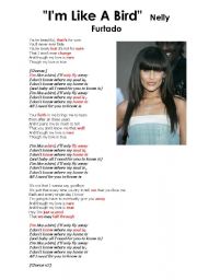 English Worksheet: Song: Im Like a Bird by Nelly Furtado