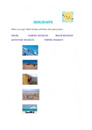 English worksheet: holidays