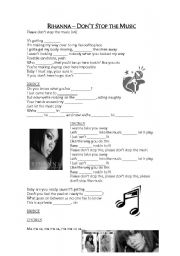 English Worksheet: Rihanna - Dont stop the music