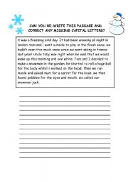 English Worksheet: Capital Letters