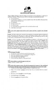 English Worksheet: DICTIONARY SKILLS