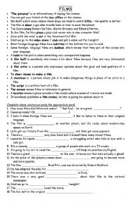 English Worksheet: FILMS - Vocabulary