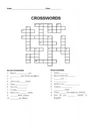 English worksheet: Crosswords