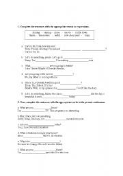 English worksheet: Basic vocabulary and present continuous