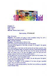 English Worksheet: 100 TEACHERS SAID!!!