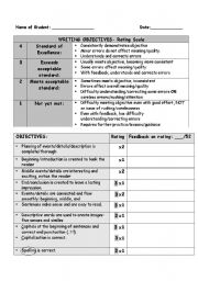 English Worksheet: Objectives and Criteria for Writing