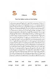 English Worksheet: Colors wordsoup