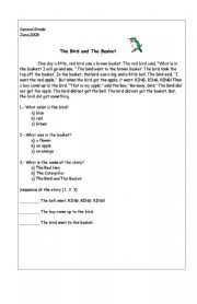 English Worksheet: The bird in the basket