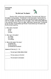 English Worksheet: The bird in the basket