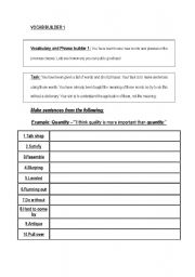 English worksheet: Vocabulary builder