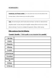 English Worksheet: Vocabulary builder