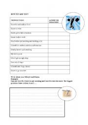 English worksheet: Are you fit?