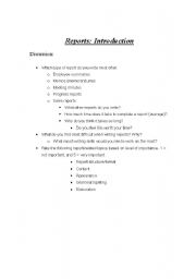 English Worksheet: Business Repots: Introduction