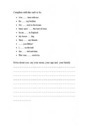 English worksheet: Verb to be