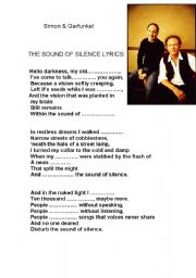 English Worksheet: the sound of silence   simone