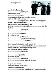 English Worksheet: going under evanescence