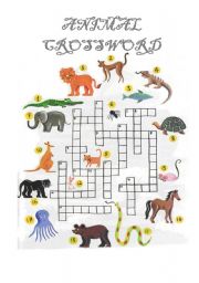 English Worksheet: Animal Crossword